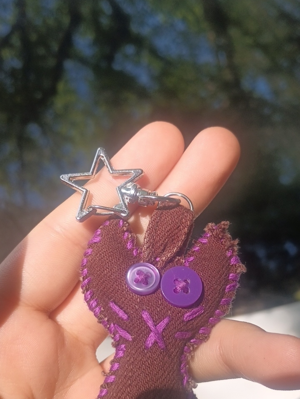 Handcrafted Denim Cat Keychain - Picture 3 of 5